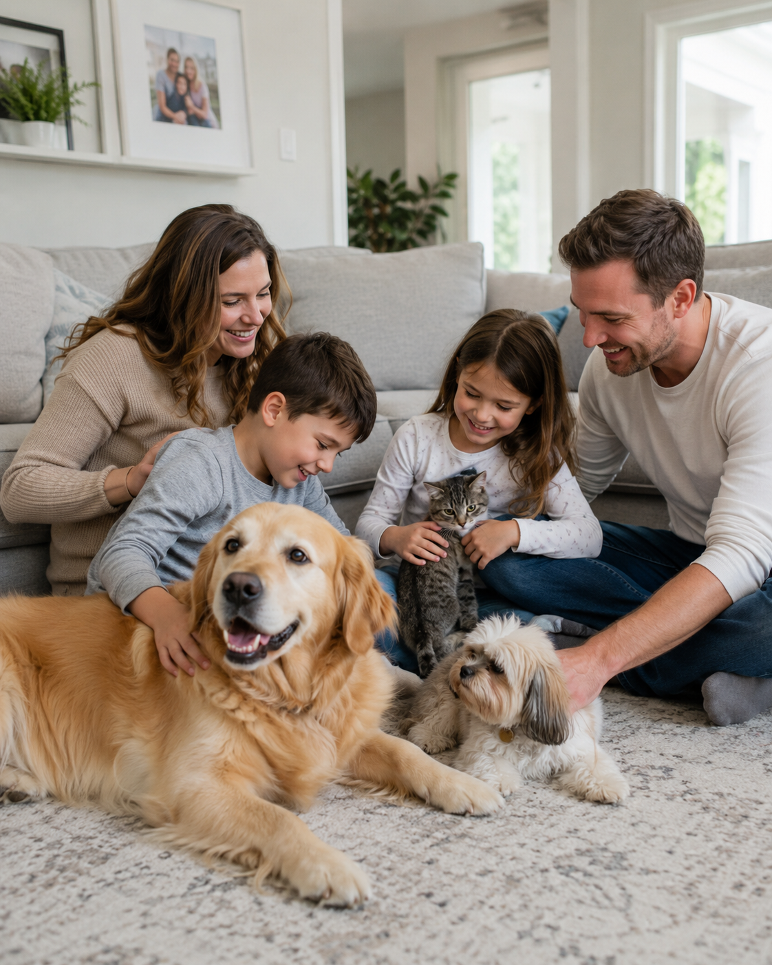Pet parent caring for a pet at home